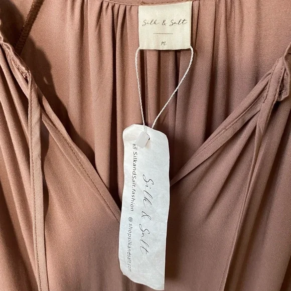 NWT Silk & Salt 100% Cotton BOHO Oversized MAXI Dusty Rose Bohemian Dress Med - Picture 6 of 14